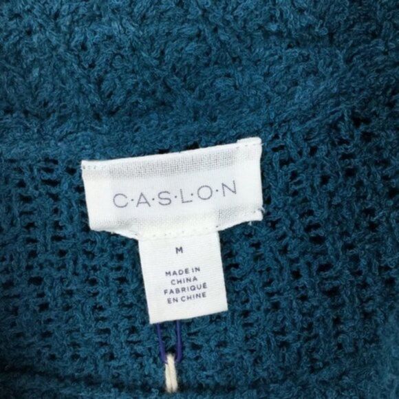 Caslon turtleneck sweater cuff sleeves teal size M - Picture 4 of 6